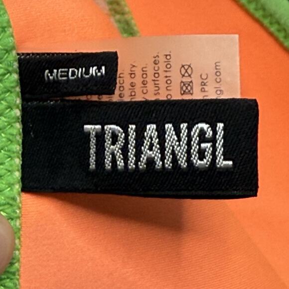 Triangl Neoprene Bikini Swimsuit Kelly Green Floral 2pc Bathing Suit S/M And Bag - Picture 14 of 16